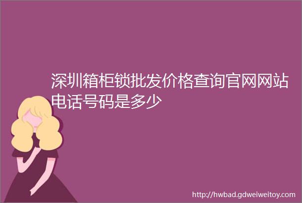 深圳箱柜锁批发价格查询官网网站电话号码是多少