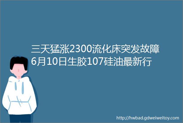 三天猛涨2300流化床突发故障6月10日生胶107硅油最新行情业内大咖今夏或会缓慢回暖