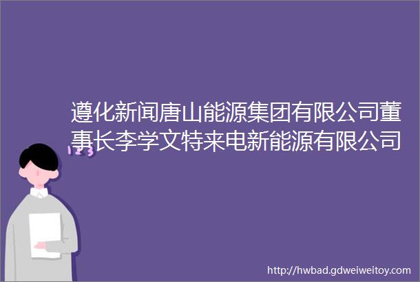 遵化新闻唐山能源集团有限公司董事长李学文特来电新能源有限公司投资风控中心总经理陈运强一行来我市考察